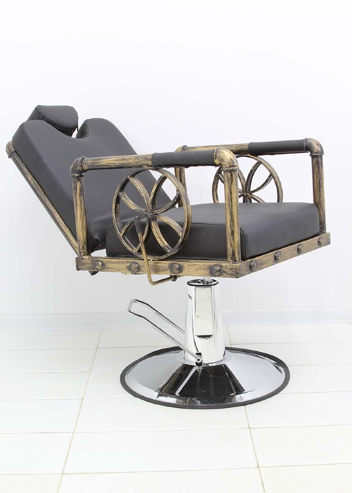 Кресло барбера с регулируемой спинкой и подголовником Ретро