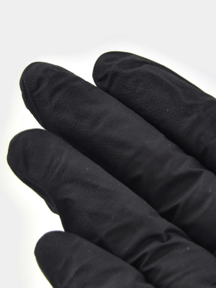 Перчатки нитриловые текстурированные на пальцах, Черные (50 пар/уп)
