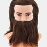 Мужская учебная голова с плечами 100% натуральные волосы с усами и бородой 35-40 см, Шатен