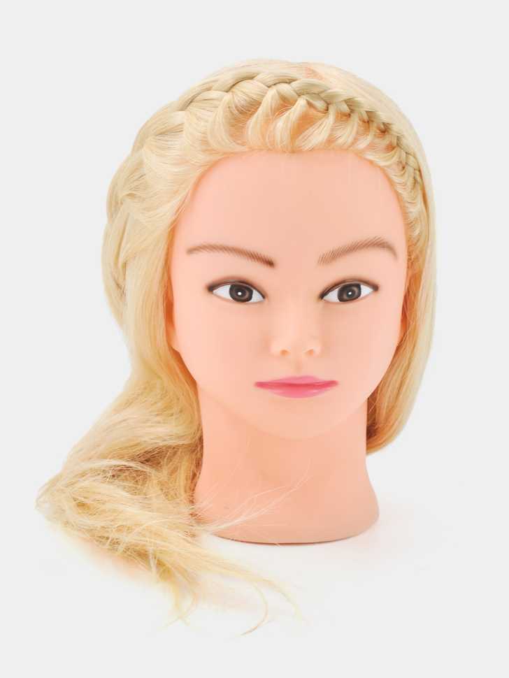 Учебная голова-манекен 100% натуральные волосы, 40-45 см, Блонд
