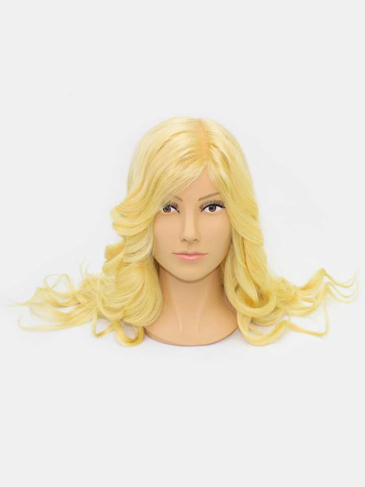 Учебная голова-манекен 100% натуральные волосы 50-55 см, Светлый блонд