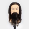 Мужская голова-манекен 100% натуральные волосы с усами и бородой, 40 см, Шатен