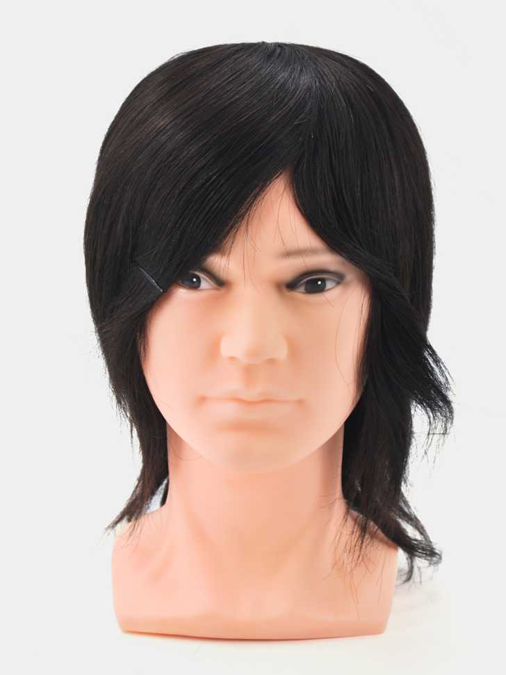 Мужская голова-манекен 100% натуральные волосы, 23 см, Брюнет
